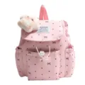 Cute pink polka dot backpack with bow pattern and plush hamster charm - No Pendant / Pink