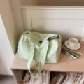 Light green casual travel duffel bag, large capacity gym bag for short trips and sports. - Green