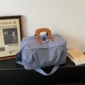 Large capacity travel duffel bag waterproof gym bag for short trips and daily use blue grid - Fog Blue