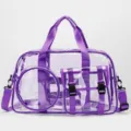 Transparent Purple Gym Duffel Bag Waterproof Travel Tote Beach Bag Sport Fitness Handbag - Purple