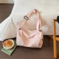 Pink large capacity travel shoulder bag, casual lightweight daily commuter weekender bag. - Pink