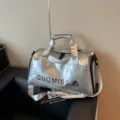Silver sports duffel bag waterproof gym bag training travel luggage with shoe compartment - Silver
