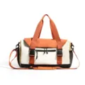 Borsa sportiva multifunzionale con design a blocchi di colore arancione e bianco, tracolla. - Arancione senza logo