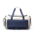 Two-tone travel duffel bag, spacious gym sports bag with durable shoulder strap and pockets. - Blue without Label