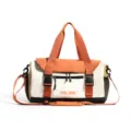 Unisex Reisetasche sportliche Fitnesstasche mit Schultergurt und Nass Tocken Trennung - Orange mit Logo