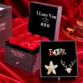 Boite Cadeau de Bijoux Rose Eternelle avec Broche Amour pour Saint Valentin Femme - Ensemble de Broches à Trois Pièces (Boîte Cadeau Haut de Gamme)