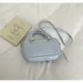 Light blue Boston handbag with shoulder strap for a chic casual summer look - No Pendant / Blue