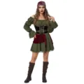 Medieval γυναικεία στολή cosplay πειρατής, ρετρό σετ για πάρτι και θεατρική παράσταση. - S / Σετ φούστα, ζώνη και μαντήλι κεφαλής