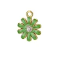 High-quality green enamel stainless steel daisy charm pendant for DIY jewelry accessories - Green Oil Drip Little Daisy / 13x10mm / Gold