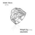 Adjustable stainless steel pentagram ring with 18mm width and Celtic knot detail - Style A / Width 18mm / Steel