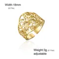 Golden stainless steel hollow pentagram witch knot open ring with adjustable band size - Style A / Width 18mm / Gold