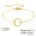 Pulsera de acero inoxidable dorada con colgante de luna y estrella, longitud ajustable - Cadena de cable / Dorado