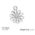 White enamel daisy charm in stainless steel with 13x10mm size markings - White Oil Drip Little Daisy / 13x10mm / Steel