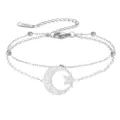 Pulsera de doble capa de acero inoxidable 304 con colgantes de luna y estrella - Cadena de Doble Capa / Color acero