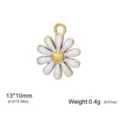 Detailed white daisy enamel pendant accessory for DIY earrings and necklaces 13mm - White Oil Drip Little Daisy / 13x10mm / Gold