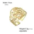 Gold stainless steel hollow pentagram Celtic knot adjustable open ring for protection - Style B / Width 17mm / Gold