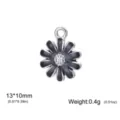 Elegant dark grey daisy flower enamel pendant charm for DIY jewelry making 13x10mm - Black Oil Drip Little Daisy / 13x10mm / Steel