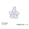White daisy flower pendant charm in silver-tone finish for DIY jewelry. - White Oil Drip Frangipani / 12x10mm / Steel
