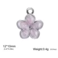 Purple enamel daisy flower charm in stainless steel for DIY jewelry making 12x10mm - Pink Oil Drip Frangipani / 12x10mm / Steel