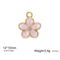Pink enamel daisy flower pendant in gold stainless steel for DIY jewelry making - Pink Oil Drip Frangipani / 12x10mm / Gold