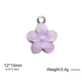 Small 12mm purple daisy flower pendant in stainless steel for DIY jewelry earring making - Purple Oil Drip Frangipani / 12x10mm / Steel