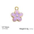 Purple enamel daisy flower pendant charm in gold-plated stainless steel for DIY jewelry - Purple Oil Drip Frangipani / 12x10mm / Gold