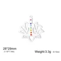 Silver stainless steel yoga lotus pendant with colorful zircon stones 28x29mm - Lotus Meditation / Pendant Only (Without Chain) / Steel