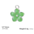 Small green enamel daisy flower pendant in stainless steel with 12x10mm size and 0.4g weight - Green Oil Drip Frangipani / 12x10mm / Steel