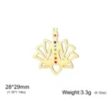 Yoga lotus chakra pendant in gold stainless steel with 7 colorful zircons, size 28x29mm - Lotus Meditation / Pendant Only (Without Chain) / Gold