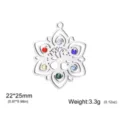 Detailreicher Lebensbaum Lotus-Anhänger aus Edelstahl mit bunten Zirkonia-Akzenten - Strass Baum des Lebens Lotus / 22x25mm / Anhänger - Stahlfarben mit Strass (Lebensmittelechter 304 Edelstahl)