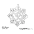 Polierter Edelstahl Yoga Lotus Om Anhänger mit Chakra-Gravuren in der Größe 48mm - Lotus Om Symbol / 48x48mm / Anhänger - Stahlfarben (Lebensmittelechter 304 Edelstahl)