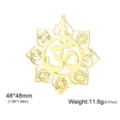Goldener Edelstahl Yoga Lotus Om Anhänger mit Chakra-Symbolen Detail - Lotus Om Symbol / 48x48mm / Anhänger - Gold (18K echtvergoldet)