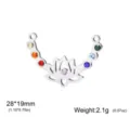 Polished stainless steel lotus yoga pendant featuring seven colorful cubic zirconia gems - Rhinestone Lotus Double Hole / Pendant Only (Without Chain) / Steel