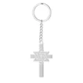 Silver stainless steel cross and star of David pendant keychain for men and women - Hexagram Cross Style / Steel