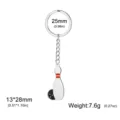 Stainless steel bowling pin and ball keychain with 25mm ring diameter - Single Bowling Pin Style / Silver