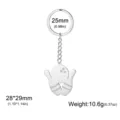 Durable stainless steel bowling themed keychain with clear measurements and weight details - Double Bowling Pattern Style / Silver