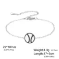Bracciale con ciondolo da baseball in acciaio inossidabile per donna argento - Baseball (Catena a Croce) / 1 Pezzo / Colore acciaio