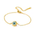 Gold-plated stainless steel bracelet featuring a vibrant blue Evil Eye nazar charm - Evil Eye Charm / Steel