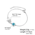 Stainless steel Hamsa hand and blue evil eye charm bracelet with size specifications - Hamsa Hand Evil Eye Style / Steel