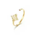 Gold plated stainless steel open ring featuring a witch knot and sparkling zirconia stone. - Style A / Steel