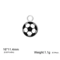 Stainless steel soccer ball charm pendant with black enamel, size 16x11.4mm, weight 1.1g - Soccer Ball Pendant / Steel