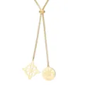 Gold stainless steel witch knot and pentagram pendant necklace with adjustable box chain - Double Pendant Style (Style 2) / Gold