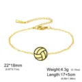 Bracciale in acciaio inossidabile dorato con ciondolo a pallavolo minimalista - Pallavolo (Catena a Croce) / 1 Pezzo / Colore acciaio