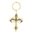 Premium gothic 304 stainless steel cross keychain with gold and black enamel finish. - Gothic Hollow Black Etched Style / Gold