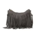 Sac bandoulière rétro en similicuir gris avec de longues franges élégantes pour femmes - Gris