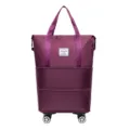 Purple foldable travel bag with 360-degree universal wheels and large capacity - Universal Wheel Style / Deep purple