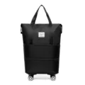 Large capacity foldable black travel bag with four universal wheels for easy shopping - Universal Wheel Style / Black
