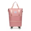 Stylish pink large capacity foldable travel bag with four smooth 360-degree wheels - Universal Wheel Style / Pink