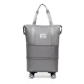 Large capacity foldable grey travel bag with four universal wheels for storage and travel - Universal Wheel Style / Gray