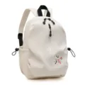 Zainetto bianco minimalista e leggero con un motivo a fiori ricamato colorato - Taglia L / Bianco perla